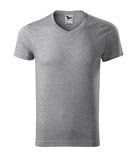 t-shirt męski v-neck slim fit, nadruk bezpośredni – melanż ciemnoszary (12)